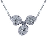 Flower Petal Pave Pendant Necklace with lab grown diamond alternative cubic zirconia in 14k white gold.