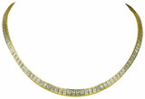 Princessa Princess Cut Semi Bezel Set Tennis Necklace with lab grown diamond alternative cubic zirconia in 14k yellow gold.