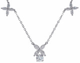 Victoria round and marquise lab grown diamond quality cubic zirconia flower motif necklace in 14k white gold.