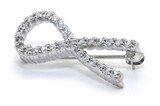 Ribbon Awareness Pave Lapel Pin with lab grown diamond simulant cubic zirconia in 14k white gold.