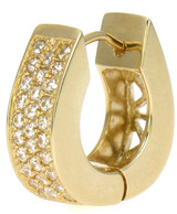 Emporia pave round simulated laboratory created diamond alternative cubic zirconia hoop earrings in 14k yellow gold.