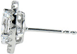 1.5 carat each LaRue round laboratory grown diamond look cubic zirconia halo stud earrings in 14k white gold.