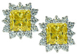 Luxora 1.5 carat princess cut square laboratory grown diamond look cubic zirconia cluster earrings in 14k white gold.