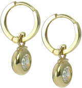 Festina .75 carat bezel set round lab grown cubic zirconia drop earrings in 14k yellow gold.