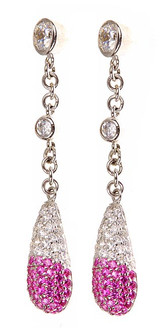 Elian Art Deco micro pave set round lab grown diamond simulant cubic zirconia earrings in 14k gold.