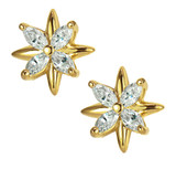 North star marquise cluster stud lab grown diamond alternative cubic zirconia earrings in 14k yellow gold.