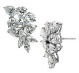 Marquise and pear lab grown cubic zirconia cluster stud earrings in 14k white gold.