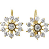 Euro Suisse wire bezel set round laboratory grown diamond quality cubic zirconia earrings in 14k yellow gold.