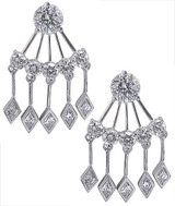 Pyramus chandelier earrings with Russian formula laboratory grown diamond alternative cubic zirconia in 14k gold.