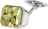 Emilion 9 Carat Emerald Cut Cufflinks with canary lab grown diamond look cubic zirconia in 14k white gold.