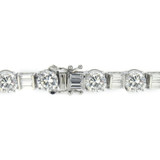 Alternating Round and Baguette Bracelet with simulated lab created diamond alternative cubic zirconia in 14k white gold.
