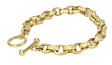 Tempest Pave Set Round Link Toggle Bracelet with lab grown diamond alternative cubic zirconia in 14k yellow gold.