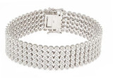 Rio Quinto Bezel Set Round Five Row Flexible Bracelet with lab grown diamond alternative cubic zirconia in 14k white gold.