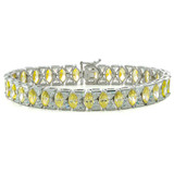Deco Trillion Canary Marquise Bracelet with simulated laboratory grown diamond quality cubic zirconia in 14k white gold.