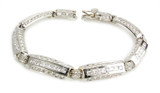Linkage Channel Set Princess Cut and Round Unisex Bracelet with lab grown diamond alternative cubic zirconia in 14k white gold.