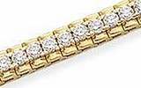 Swiss Inspired Round Tennis Bracelet with simulated lab grown diamond alternative cubic zirconia in 14k yellow gold.