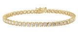 S Link Round Cubic Zirconia Tennis Bracelet with lab grown diamond simulant cubic zirconia in 14k yellow gold.