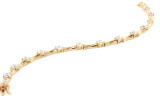 Bamboo Style Alternating Round Bracelet with simulated lab grown diamond alternative cubic zirconia in 14k yellow gold.