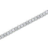 Semi Bezel Set Round Tennis Style Bracelet with simulated lab grown diamond quality cubic zirconia in 14k white gold.