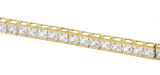 Channel Set 8 Carat Princess Cut Bracelet with simulated lab created diamond alternative cubic zirconia in 14k yellow gold.