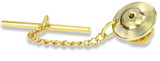Classic Men's 1 Carat Round Tie Tack with a 6.5mm lab grown diamond simulant cubic zirconia in 14k yellow gold.