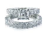 1.5 Carat Emerald Radiant Cut Cubic Zirconia Eternity Solitaire with Matching Round Eternity Band version-1