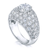 DeRosier 2 carat round laboratory created diamond look cubic zirconia pavé domed ring in 14k white gold.
