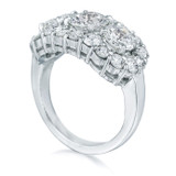 Trianna .75 carat round three stone lab grown diamond alternative cubic zirconia halo ring in 14k white gold.