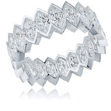 Sauvage .50 carat each marquise vertical semi bezel set lab grown diamond quality cubic zirconia eternity band in 14k white gold.