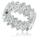 Sauvage 1 carat each marquise vertical semi bezel set lab-grown diamond look cubic zirconia eternity band in 14k white gold.