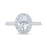 1 carat oval lab-grown diamond alternative cubic zirconia halo pave solitaire set in 14 karat white gold