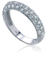 Innova round 1 carat lab grown diamond simulant cubic zirconia bezel set halo pave solitaire and matching band bridal wedding set in 14k gold.
