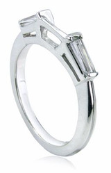 Sex and the City Charlotte Baguette Matching Contoured Band with simulated lab grown diamond quality cubic zirconia.