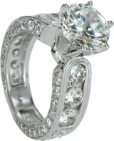 Claudina 3 carat round lab grown diamond simulant cubic zirconia engagement ring in 14k white gold.