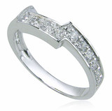 Pave Contoured Matching Band with laboratory grown diamond quality cubic zirconia in 14k white gold. Pave Contoured Matching Band with laboratory grown diamond quality cubic zirconia in 14k white gold.