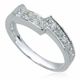 Pave Contoured Matching Band with laboratory grown diamond quality cubic zirconia in 14k white gold.