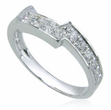 Pave Contoured Matching Band with lab grown diamond alternative cubic zirconia in 14k white gold.
