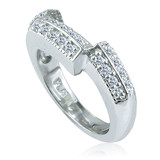 Contoured pave wedding band for the Cushion Cut 5.5 Carat Decadence ring set with lab grown diamond alternative cubic zirconia in 14k white gold. Contoured pave wedding band for the Cushion Cut 5.5 Carat Decadence ring set with lab grown diamond alternative cubic zirconia in 14k white gold.