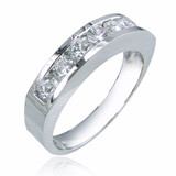 Round 1.5 Carat Channel Set Band with lab grown diamond alternative cubic zirconia in 14k white gold.