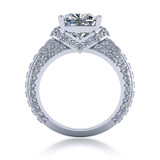 Barella 5.5 carat cushion cut lab grown diamond alternative cubic zirconia channel princess cut pave solitaire engagement ring in platinum.