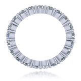 Round 3mm lab grown diamond alternative cubic zirconia double row prong set eternity band in platinum.