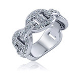 Anchor Mariner Pave Chain Link Anniversary Band with laboratory grown diamond look cubic zirconia in platinum.