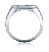 Horseshoe Pave Set Mens Ring with lab grown diamond simulant cubic zirconia in platinum.