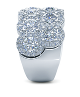 Cora Pave Set Halo Double Row Wide Anniversary Band with lab grown diamond simulant cubic zirconia in 14k white gold.