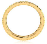 Rope design prong set lab created cubic zirconia round wedding eternity band in 18k yellow gold.