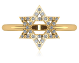 Star of David Pave Set Ring with lab grown diamond simulant cubic zirconia in 14k yellow gold.