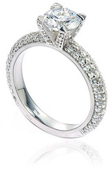 Round 1.25 Carat Micro Pave Engagement Ring with lab grown diamond look cubic zirconia in platinum.