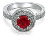 Carolina 1 carat brilliant round lab grown diamond simulant cubic zirconia antique estate style halo micro pave engraved ring in platinum.