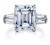 Rockdale 7 carat emerald cut lab created cubic zirconia tapered baguette engagement ring in platinum.