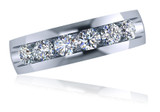 Hogan Round Channel Set Mens Ring Wedding Band with lab grown diamond simulant cubic zirconia in 14k white gold.